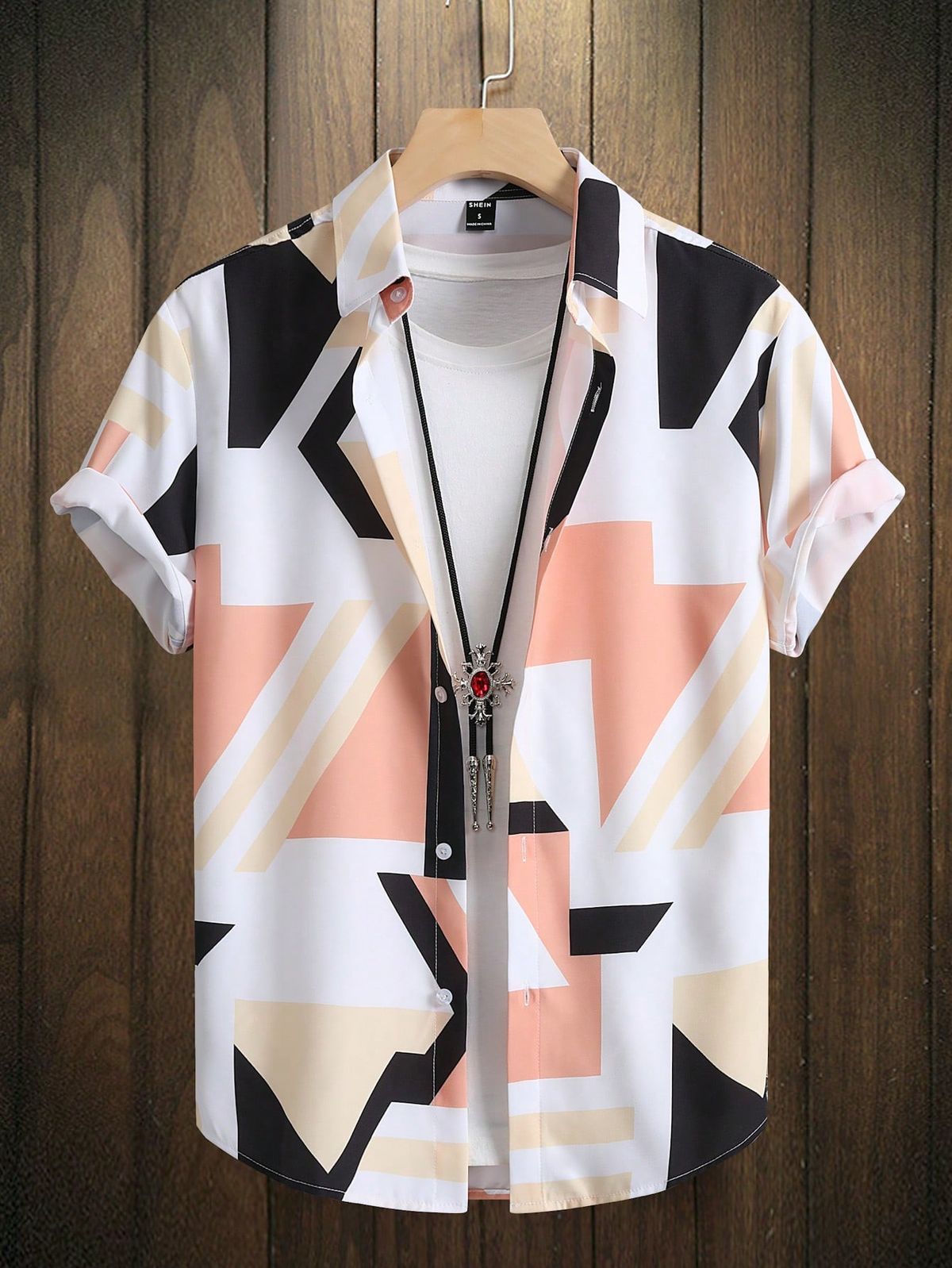 Men’s Abstract Printed Casual Short Sleeve Shirt